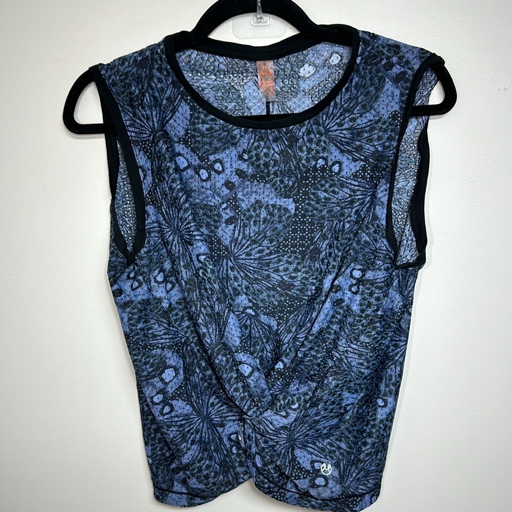 Maaji Perforated Tank Blue Front Knot Medium